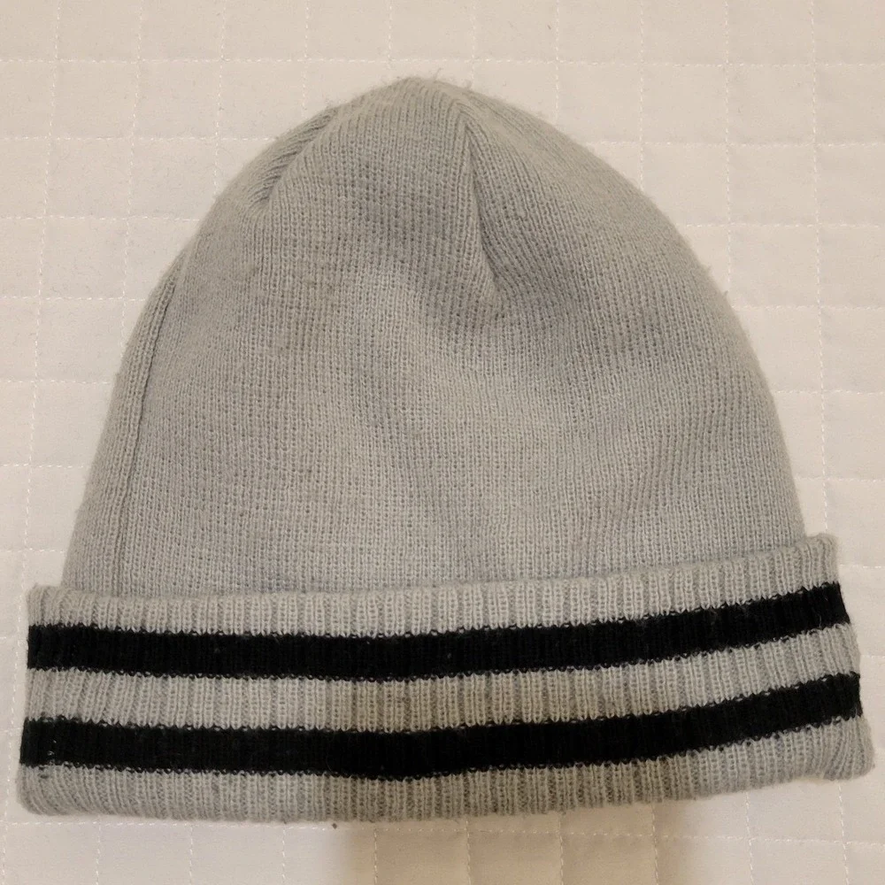 Jordan Jumpman Cuffed Beanie Gray Black Striped Hat Basketball Winter Minimalist